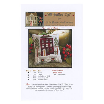 Red House in Winter Cross Stitch Pattern - All Dolled Up Ornament 6, Image