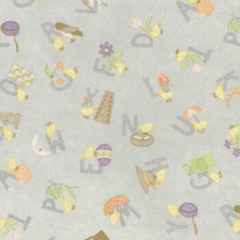 Little Chicks Flannel MASF10562-K Grey by Bonnie Sullivan for Maywood Studio, Image