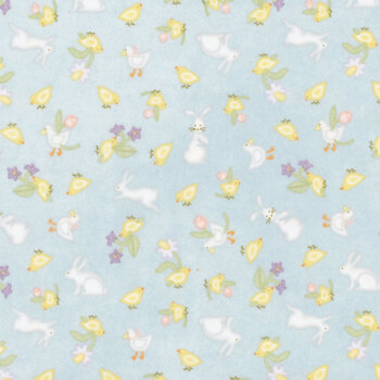 Little Chicks Flannel MASF10563-B Blue by Bonnie Sullivan for Maywood Studio