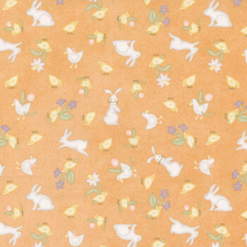 Little Chicks Flannel MASF10563-O Orange by Bonnie Sullivan for Maywood Studio, Image