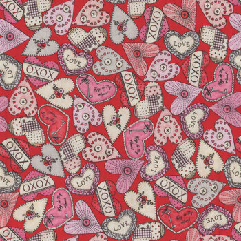 I Heart You MAS10761-R Packed Hearts  by Kris Lammers for Maywood Studio, Image