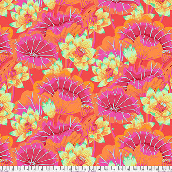 Kaffe Fassett Collective Classics Plus PWGP093.MAGEN Lake Blossoms - Magenta by FreeSpirit Fabrics, Image