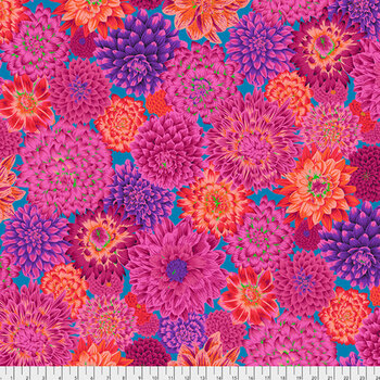 Kaffe Fassett Collective Classics Plus PWPJ101.RED Dancing Dahlias - Red by FreeSpirit Fabrics, Image