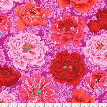 Kaffe Fassett Collective Classics Plus PWPJ062.HOT Brocade Peony - Hot by FreeSpirit Fabrics, Image