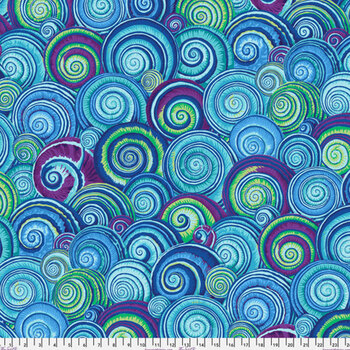 Kaffe Fassett Collective Classics Plus PWPJ073.BLUEX Spiral Shells - Blue by FreeSpirit Fabrics, Image