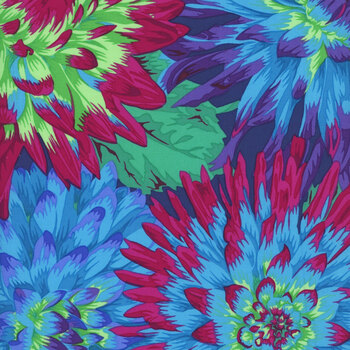 Kaffe Fassett Collective Classics Plus PWPJ054.BLUEX Cactus Dahlia - Blue by FreeSpirit Fabrics, Image