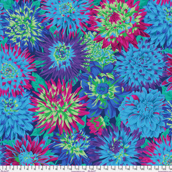 Kaffe Fassett Collective Classics Plus PWPJ054.BLUEX Cactus Dahlia - Blue by FreeSpirit Fabrics, Image