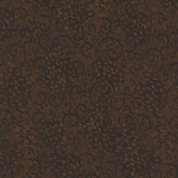 Essentials Leafy Scroll 26035-229 Dark Chocolate by Wilmington Prints, Image