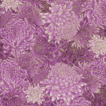 Shizuka FLEUR-CM3164 PURPLE by Chong-A Hwang for Timeless Treasures Fabrics, Image