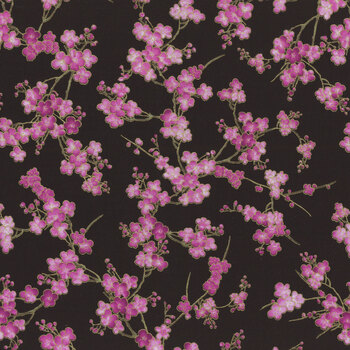 Shizuka FLEUR-CM3165 BLACK by Chong-A Hwang for Timeless Treasures Fabrics, Image