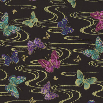 Shizuka FLEUR-CM3172 BLACK by Chong-A Hwang for Timeless Treasures Fabrics, Image