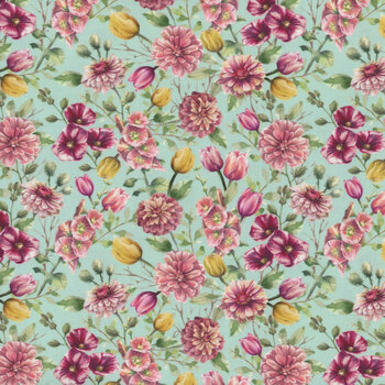 Easter Wishes 3796-67 Turquoise by Silas M. Studio for Blank Quilting Corporation, Image