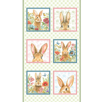 Bunnies & Blooms BUNN-5658-PA Multi by Leslie Trimbach for P&B Textiles, Image