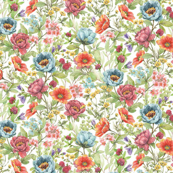 Bunnies & Blooms BUNN-5660-MU Multi by Leslie Trimbach for P&B Textiles