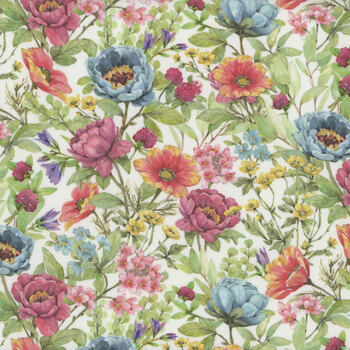 Bunnies & Blooms BUNN-5660-MU Multi by Leslie Trimbach for P&B Textiles, Image