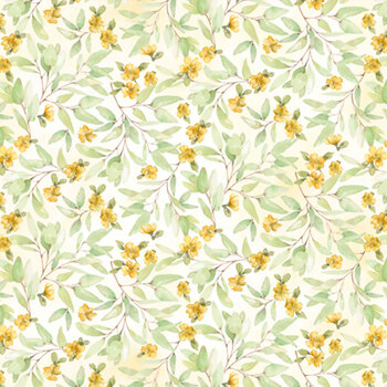 Bunnies & Blooms BUNN-5662-GY Yellow by Leslie Trimbach for P&B Textiles