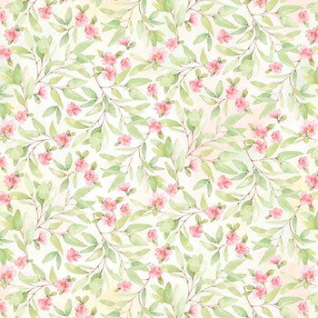 Bunnies & Blooms BUNN-5662-GP Pink by Leslie Trimbach for P&B Textiles