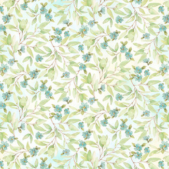 Bunnies & Blooms BUNN-5662-GB Blue by Leslie Trimbach for P&B Textiles