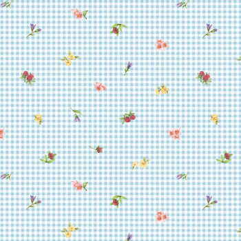 Bunnies & Blooms BUNN-5661-B Blue by Leslie Trimbach for P&B Textiles