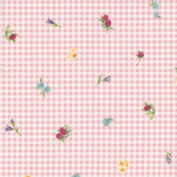 Bunnies & Blooms BUNN-5661-P Pink by Leslie Trimbach for P&B Textiles, Image