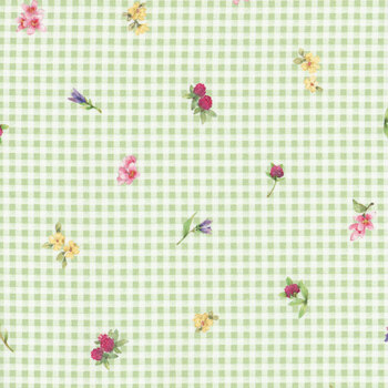 Bunnies & Blooms BUNN-5661-G Green by Leslie Trimbach for P&B Textiles, Image