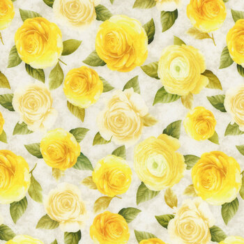 Lemon Bouquet FLEUR-CD2457 CREAM by Timeless Treasures Fabrics, Image