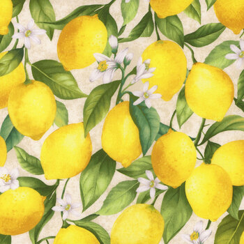 Lemon Bouquet FRUIT-CD2452 Lemon by Timeless Treasures Fabrics, Image