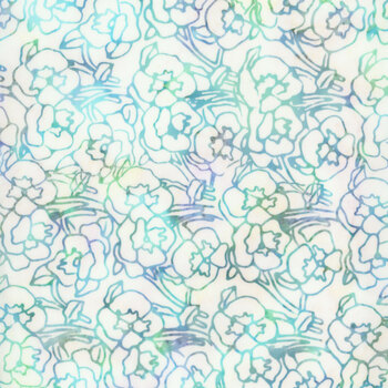 Floral Fun 112401700 White by Kathy Engle for Island Batik, Image