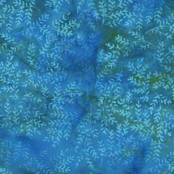 Floral Fun 112435950 Teal Cerulean by Kathy Engle for Island Batik, Image