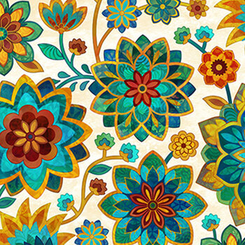 Boho Blooms DP27777-11 Cream Multi by Deborah Edwards for Northcott Fabrics