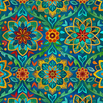 Boho Blooms DP27779-48 Navy Multi by Deborah Edwards for Northcott Fabrics