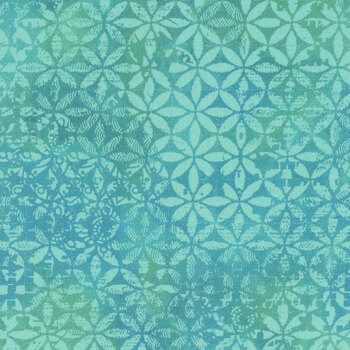 Boho Blooms DP27784-64 Turquoise by Deborah Edwards for Northcott Fabrics, Image