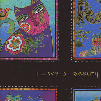 Fantasticats Y4339-3M Black Metallic by Laurel Burch for Clothworks, Image