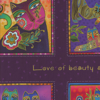 Fantasticats Y4339-28M Dark Purple Metallic by Laurel Burch for Clothworks, Image