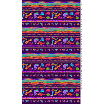 Fantasticats Y4340-28M Dark Purple Metallic by Laurel Burch for Clothworks, Image