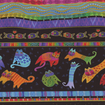 Fantasticats Y4340-3M Black Metallic by Laurel Burch for Clothworks, Image