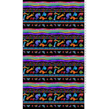 Fantasticats Y4340-3M Black Metallic by Laurel Burch for Clothworks, Image