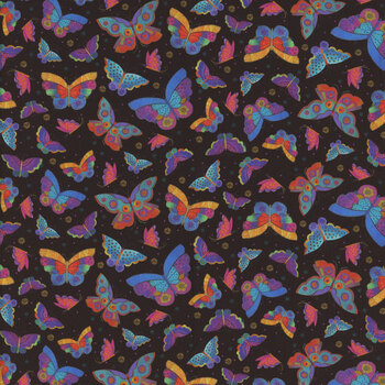 Fantasticats Y4344-3 Black by Laurel Burch for Clothworks, Image