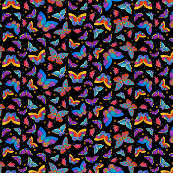 Fantasticats Y4344-3 Black by Laurel Burch for Clothworks