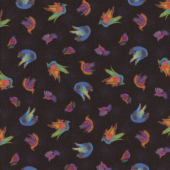 Fantasticats Y4346-3 Black by Laurel Burch for Clothworks, Image