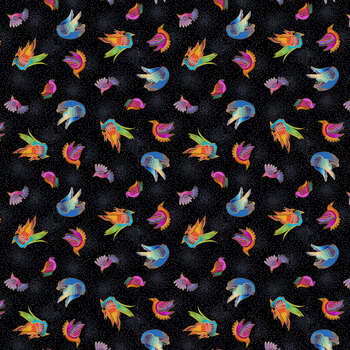 Fantasticats Y4346-3 Black by Laurel Burch for Clothworks