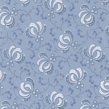 Hollyhocks & Roses 3051-13 Sky by Bunny Hill Designs for Moda Fabrics