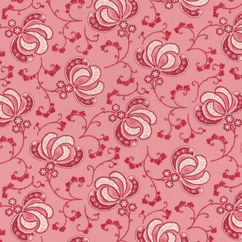 Hollyhocks & Roses 3051-15 Carnation Pink by Bunny Hill Designs for Moda Fabrics