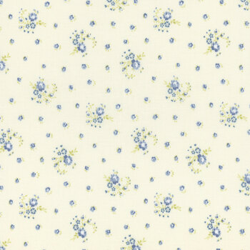 Hollyhocks & Roses 3052-12 Jasmine Sky by Bunny Hill Designs for Moda Fabrics, Image