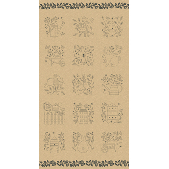 Bloom & Grow 7055-12 Tan Panel by Kathy Schmitz for Moda Fabrics, Image