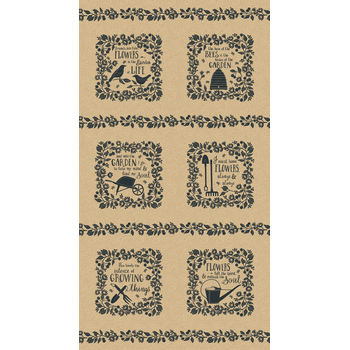 Bloom & Grow 7056-12 Tan Panel by Kathy Schmitz for Moda Fabrics