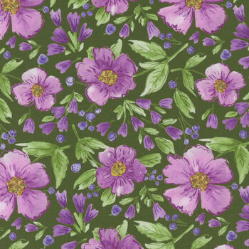 Plum Petals C15640-GREEN by Diane Labombarbe for Riley Blake Designs, Image