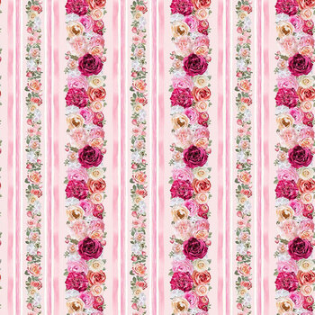 Bellerose ROSE-CD3141 PINK Border Stripe by Timeless Treasures Fabrics, Image