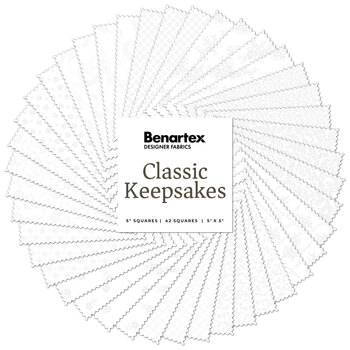 Classic Keepsakes  5x5s - White by Kanvas Studio for Benartex, Image