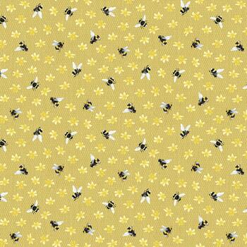 Sweet Bees 1765-44 Gold by Barb Tourtillotte for Henry Glass Fabrics, Image